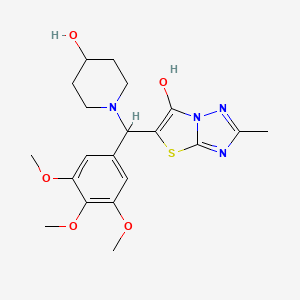 molecular formula C20H26N4O5S B2787536 5-((4-Hydroxypiperidin-1-yl)(3,4,5-trimethoxyphenyl)methyl)-2-methylthiazolo[3,2-b][1,2,4]triazol-6-ol CAS No. 851969-74-9