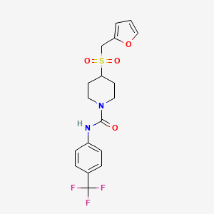 molecular formula C18H19F3N2O4S B2787537 4-((furan-2-ylmethyl)sulfonyl)-N-(4-(trifluoromethyl)phenyl)piperidine-1-carboxamide CAS No. 1795357-85-5