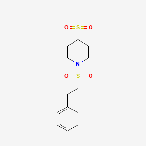 molecular formula C14H21NO4S2 B2787538 4-(Methylsulfonyl)-1-(phenethylsulfonyl)piperidine CAS No. 1705283-96-0