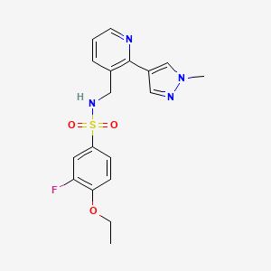 molecular formula C18H19FN4O3S B2787544 4-ethoxy-3-fluoro-N-((2-(1-methyl-1H-pyrazol-4-yl)pyridin-3-yl)methyl)benzenesulfonamide CAS No. 2034390-24-2