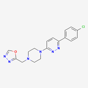 molecular formula C17H17ClN6O B2787546 2-[[4-[6-(4-Chlorophenyl)pyridazin-3-yl]piperazin-1-yl]methyl]-1,3,4-oxadiazole CAS No. 2380086-64-4