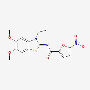 molecular formula C16H15N3O6S B2787557 (Z)-N-(3-ethyl-5,6-dimethoxybenzo[d]thiazol-2(3H)-ylidene)-5-nitrofuran-2-carboxamide CAS No. 895458-40-9