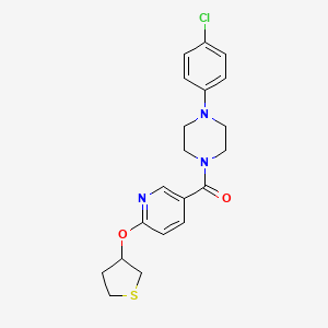 molecular formula C20H22ClN3O2S B2787559 (4-(4-Chlorophenyl)piperazin-1-yl)(6-((tetrahydrothiophen-3-yl)oxy)pyridin-3-yl)methanone CAS No. 2034432-37-4