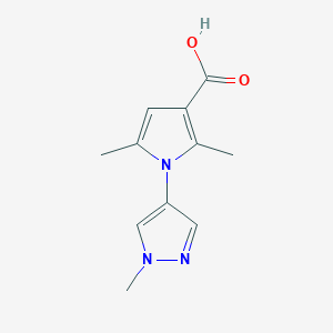 molecular formula C11H13N3O2 B2787560 2,5-dimethyl-1-(1-methyl-1H-pyrazol-4-yl)-1H-pyrrole-3-carboxylic acid CAS No. 1153407-23-8