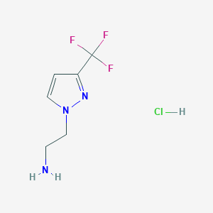 molecular formula C6H9ClF3N3 B2787566 2-[3-(Trifluoromethyl)-1H-pyrazol-1-yl]ethanamine hydrochloride CAS No. 1432034-83-7