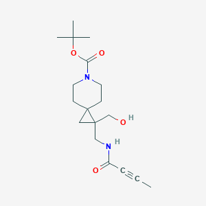 molecular formula C18H28N2O4 B2787567 Tert-butyl 2-[(but-2-ynoylamino)methyl]-2-(hydroxymethyl)-6-azaspiro[2.5]octane-6-carboxylate CAS No. 2411284-59-6