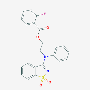 2-[(1,1-Dioxido-1,2-benzisothiazol-3-yl)anilino]ethyl 2-fluorobenzoate