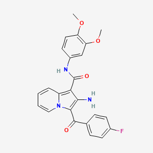 molecular formula C24H20FN3O4 B2787580 2-amino-N-(3,4-dimethoxyphenyl)-3-(4-fluorobenzoyl)indolizine-1-carboxamide CAS No. 898436-95-8