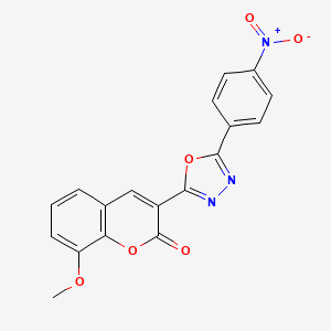 molecular formula C18H11N3O6 B2787588 8-methoxy-3-(5-(4-nitrophenyl)-1,3,4-oxadiazol-2-yl)-2H-chromen-2-one CAS No. 189253-35-8