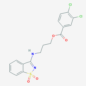 3-[(1,1-dioxo-1,2-benzothiazol-3-yl)amino]propyl 3,4-dichlorobenzoate