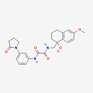 molecular formula C24H27N3O5 B2787591 N1-((1-hydroxy-6-methoxy-1,2,3,4-tetrahydronaphthalen-1-yl)methyl)-N2-(3-(2-oxopyrrolidin-1-yl)phenyl)oxalamide CAS No. 2034406-21-6