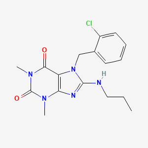 molecular formula C17H20ClN5O2 B2787592 7-(2-chlorobenzyl)-1,3-dimethyl-8-(propylamino)-3,7-dihydro-1H-purine-2,6-dione CAS No. 378206-51-0