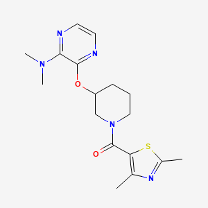 molecular formula C17H23N5O2S B2787596 (3-((3-(Dimethylamino)pyrazin-2-yl)oxy)piperidin-1-yl)(2,4-dimethylthiazol-5-yl)methanone CAS No. 2034480-02-7