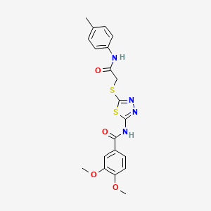 molecular formula C20H20N4O4S2 B2787597 3,4-dimethoxy-N-(5-((2-oxo-2-(p-tolylamino)ethyl)thio)-1,3,4-thiadiazol-2-yl)benzamide CAS No. 392291-74-6