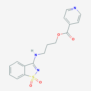 molecular formula C16H15N3O4S B278761 3-[(1,1-dioxo-1,2-benzothiazol-3-yl)amino]propyl pyridine-4-carboxylate 