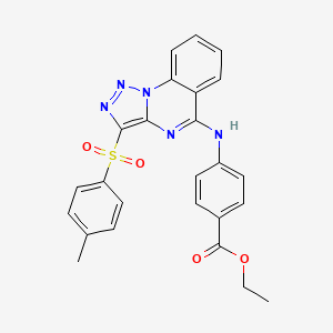 molecular formula C25H21N5O4S B2787634 Ethyl 4-({3-[(4-methylphenyl)sulfonyl][1,2,3]triazolo[1,5-a]quinazolin-5-yl}amino)benzoate CAS No. 899348-52-8