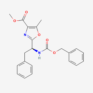 molecular formula C22H22N2O5 B2787635 methyl 2-[(1S)-1-{[(benzyloxy)carbonyl]amino}-2-phenylethyl]-5-methyl-1,3-oxazole-4-carboxylate CAS No. 208665-33-2