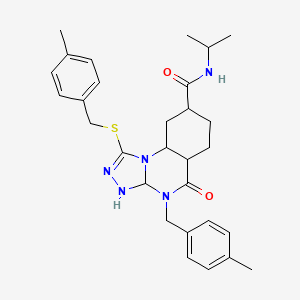 4-[(4-methylphenyl)methyl]-1-{[(4-methylphenyl)methyl]sulfanyl}-5-oxo-N-(propan-2-yl)-4H,5H-[1,2,4]triazolo[4,3-a]quinazoline-8-carboxamide