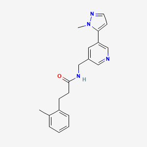 molecular formula C20H22N4O B2787664 N-((5-(1-methyl-1H-pyrazol-5-yl)pyridin-3-yl)methyl)-3-(o-tolyl)propanamide CAS No. 2034462-90-1