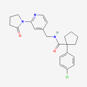 molecular formula C22H24ClN3O2 B2787669 1-(4-chlorophenyl)-N-((2-(2-oxopyrrolidin-1-yl)pyridin-4-yl)methyl)cyclopentanecarboxamide CAS No. 2034339-17-6