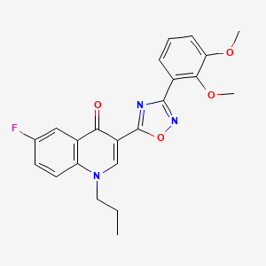 molecular formula C22H20FN3O4 B2787675 3-(3-(2,3-dimethoxyphenyl)-1,2,4-oxadiazol-5-yl)-6-fluoro-1-propylquinolin-4(1H)-one CAS No. 1251563-37-7