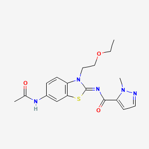 molecular formula C18H21N5O3S B2787701 (E)-N-(6-acetamido-3-(2-ethoxyethyl)benzo[d]thiazol-2(3H)-ylidene)-1-methyl-1H-pyrazole-5-carboxamide CAS No. 1173344-19-8