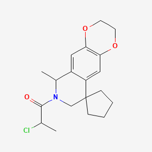 molecular formula C19H24ClNO3 B2787718 2-Chloro-1-(6-methylspiro[2,3,6,8-tetrahydro-[1,4]dioxino[2,3-g]isoquinoline-9,1'-cyclopentane]-7-yl)propan-1-one CAS No. 2411297-18-0