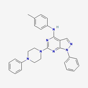 molecular formula C28H27N7 B2787726 N-(4-methylphenyl)-1-phenyl-6-(4-phenylpiperazin-1-yl)-1H-pyrazolo[3,4-d]pyrimidin-4-amine CAS No. 946265-28-7
