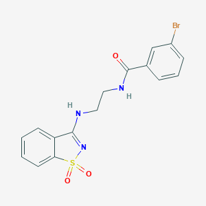 3-bromo-N-[2-[(1,1-dioxo-1,2-benzothiazol-3-yl)amino]ethyl]benzamide