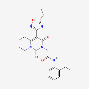 molecular formula C22H25N5O4 B2787735 2-[4-(5-ethyl-1,2,4-oxadiazol-3-yl)-1,3-dioxo-5,6,7,8-tetrahydro-1H-pyrido[1,2-c]pyrimidin-2(3H)-yl]-N-(2-ethylphenyl)acetamide CAS No. 1775444-06-8