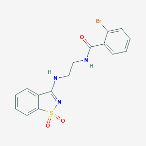 molecular formula C16H14BrN3O3S B278777 2-bromo-N-[2-[(1,1-dioxo-1,2-benzothiazol-3-yl)amino]ethyl]benzamide 