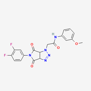 molecular formula C19H15F2N5O4 B2787786 2-[5-(3,4-difluorophenyl)-4,6-dioxo-4,5,6,6a-tetrahydropyrrolo[3,4-d][1,2,3]triazol-1(3aH)-yl]-N-(3-methoxyphenyl)acetamide CAS No. 1052609-13-8