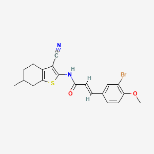 molecular formula C20H19BrN2O2S B2787808 (2E)-3-(3-bromo-4-methoxyphenyl)-N-(3-cyano-6-methyl-4,5,6,7-tetrahydro-1-benzothiophen-2-yl)prop-2-enamide CAS No. 469872-05-7