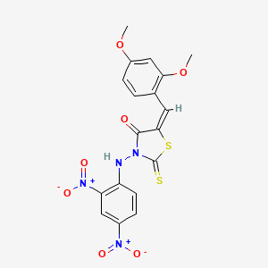 (E)-5-(2,4-dimethoxybenzylidene)-3-((2,4-dinitrophenyl)amino)-2-thioxothiazolidin-4-one