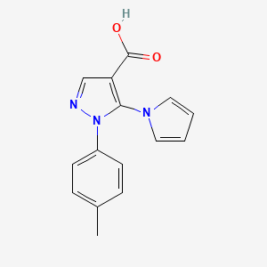 molecular formula C15H13N3O2 B2787824 1-(4-methylphenyl)-5-(1H-pyrrol-1-yl)-1H-pyrazole-4-carboxylic acid CAS No. 1015874-28-8