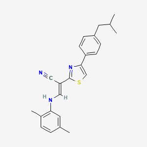 (2E)-3-[(2,5-dimethylphenyl)amino]-2-{4-[4-(2-methylpropyl)phenyl]-1,3-thiazol-2-yl}prop-2-enenitrile