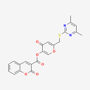 6-(((4,6-dimethylpyrimidin-2-yl)thio)methyl)-4-oxo-4H-pyran-3-yl 2-oxo-2H-chromene-3-carboxylate