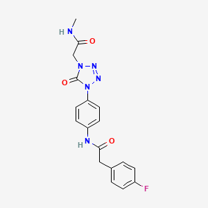 molecular formula C18H17FN6O3 B2787832 2-(4-fluorophenyl)-N-(4-(4-(2-(methylamino)-2-oxoethyl)-5-oxo-4,5-dihydro-1H-tetrazol-1-yl)phenyl)acetamide CAS No. 1396751-36-2