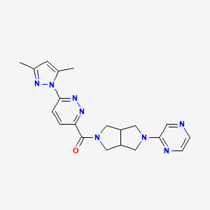 molecular formula C20H22N8O B2787844 [6-(3,5-Dimethylpyrazol-1-yl)pyridazin-3-yl]-(2-pyrazin-2-yl-1,3,3a,4,6,6a-hexahydropyrrolo[3,4-c]pyrrol-5-yl)methanone CAS No. 2415563-41-4