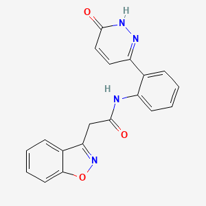 molecular formula C19H14N4O3 B2787850 2-(benzo[d]isoxazol-3-yl)-N-(2-(6-oxo-1,6-dihydropyridazin-3-yl)phenyl)acetamide CAS No. 1428380-65-7