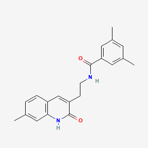 molecular formula C21H22N2O2 B2787851 3,5-dimethyl-N-[2-(7-methyl-2-oxo-1H-quinolin-3-yl)ethyl]benzamide CAS No. 851404-69-8