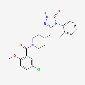 molecular formula C23H25ClN4O3 B2787853 3-((1-(5-chloro-2-methoxybenzoyl)piperidin-4-yl)methyl)-4-(o-tolyl)-1H-1,2,4-triazol-5(4H)-one CAS No. 2034436-79-6