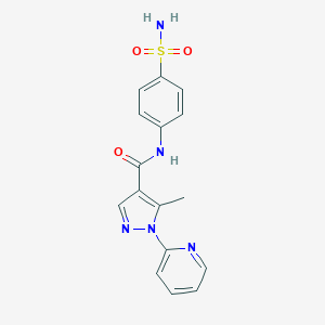 molecular formula C16H15N5O3S B278786 N-[4-(aminosulfonyl)phenyl]-5-methyl-1-(2-pyridinyl)-1H-pyrazole-4-carboxamide 