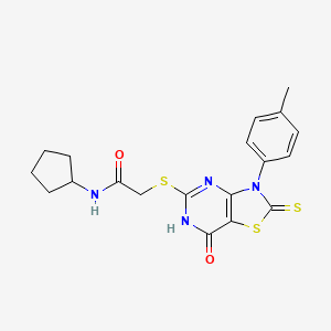 N-cyclopentyl-2-((7-oxo-2-thioxo-3-(p-tolyl)-2,3,6,7-tetrahydrothiazolo[4,5-d]pyrimidin-5-yl)thio)acetamide