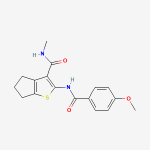 molecular formula C17H18N2O3S B2787887 2-[(4-methoxybenzoyl)amino]-N-methyl-5,6-dihydro-4H-cyclopenta[b]thiophene-3-carboxamide CAS No. 893093-36-2
