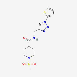 molecular formula C14H19N5O3S2 B2787889 1-(methylsulfonyl)-N-((1-(thiophen-2-yl)-1H-1,2,3-triazol-4-yl)methyl)piperidine-4-carboxamide CAS No. 2034381-37-6