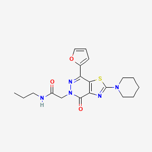 molecular formula C19H23N5O3S B2787897 2-(7-(furan-2-yl)-4-oxo-2-(piperidin-1-yl)thiazolo[4,5-d]pyridazin-5(4H)-yl)-N-propylacetamide CAS No. 1203092-71-0