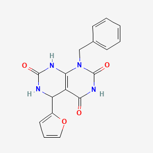 molecular formula C17H14N4O4 B2787904 1-benzyl-5-(furan-2-yl)-5,6-dihydropyrimido[4,5-d]pyrimidine-2,4,7(1H,3H,8H)-trione CAS No. 1171754-00-9