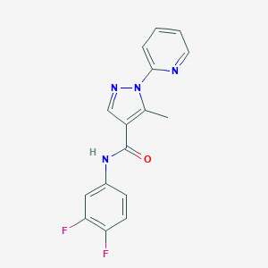 molecular formula C16H12F2N4O B278791 N-(3,4-difluorophenyl)-5-methyl-1-(2-pyridinyl)-1H-pyrazole-4-carboxamide 