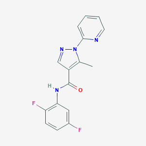 molecular formula C16H12F2N4O B278792 N-(2,5-difluorophenyl)-5-methyl-1-(2-pyridinyl)-1H-pyrazole-4-carboxamide 
